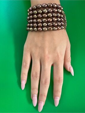 Brown Pearl Wrap Bracelet